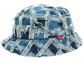 SUPREME シュプリーム 23SS 新品 インディゴ デニム Frayed Patchwork Denim Crusher HAT フレイド パッチワークデニム クラッシャーク ハット バケハ INDIGO