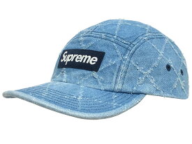 SUPREME シュプリーム キャップ 23AW 新品 ブルー Punched Denim Camp Cap パンチド デニム キャンプキャップ ボックスロゴ 格子柄 WASHED INDIGO