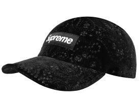 SUPREME シュプリーム 23AW 新品 黒 Velvet Paisley Camp Cap ベルベット ペイズリー キャンプ キャップ ボックスロゴ BLACK