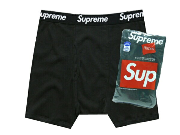 SUPREME シュプリーム ヘインズ  新品  黒 ボクサーパンツ Hanes Boxer Briefs (4 Pack) 下着 アンダーウェアー 4枚パック BLACK