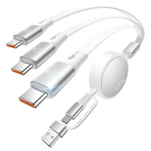 �[�d�P�[�u�� ������� 3in2 1.3m USB Type-C �}���[�d PD�Ή� 100W 3�䓯�����d �����f�[�^�]�� ���R�L�k �z���C�g