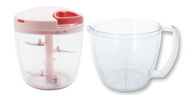 調理器具 フードチョッパー 2点セット 食洗機対応 容器 電子レンジ対応 下ごしらえ みじん切り器 ピンク