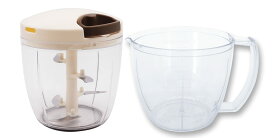 調理器具 フードチョッパー 5枚刃 食洗機対応 強化版 電子レンジ対応 専用容器付き 2点セット ブラウン 下ごしらえ みじん切り器 野菜カッター