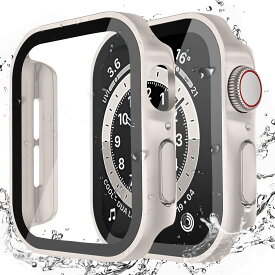 アップルウォッチ用ケース 42mm 防水 一体型 カバー 3D直角エッジ 超薄型 PC ガラス素材 高透過率 耐衝撃 全面保護 装着簡単