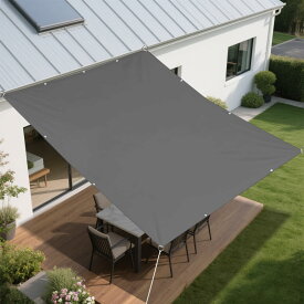日除けシェード 2×2.5m グレー 撥水 防水 サンシェード オーニング UVカット ポリエステル ハトメ式 ベランダ 庭 駐車場 キャンプ 暑さ対策 日よけ テント タープ