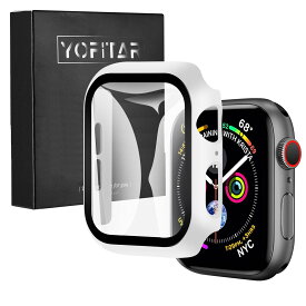 スマートウォッチケース 44mm ホワイト 保護カバー ガラスフィルム 一体型 PC素材 全面保護 超薄型 耐衝撃 高透過率 指紋防止 傷防止 装着簡単
