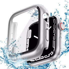 スマートウォッチ保護ケース 44mm シルバー 防水カバー ガラスフィルム一体型 PC素材 全面保護 耐衝撃 高透過率 指紋防止 傷防止 装着簡単