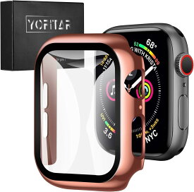 スマートウォッチケース 40mm 保護カバー ガラスフィルム 一体型 PC素材 全面保護 超薄型 耐衝撃 高透過率 指紋防止 傷防止 ピンクゴールド