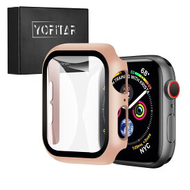 スマートウォッチケース 40mm ローズゴールド ガラスフィルム 一体型 保護カバー 全面保護 超薄型 耐衝撃 高透過率 指紋防止 傷防止 PC素材 装着簡単