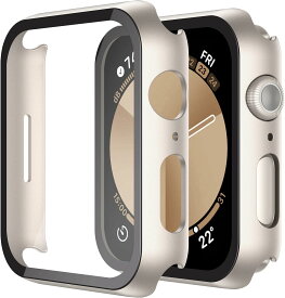 スマートウォッチケース 44mm 全面保護 カバー PC ガラス素材 超薄型 高透過率 耐衝撃 指紋防止 傷防止 装着簡単 スターライト