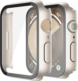 アップルウォッチ ケース 41mm カバー 全面保護 薄型 PC ガラス素材 耐衝撃 指紋防止 装着簡単 スターライト