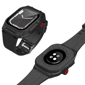 スマートウォッチケース バンド付き 45mm 完全防水 防塵 耐衝撃 全面保護 カバー バンパー 調整器具付き ブラック