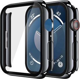 腕時計ケース 41mm 全面保護 超薄型 PC ガラス素材 高透過率 耐衝撃 指紋防止 傷防止 装着簡単 ブラック カバー
