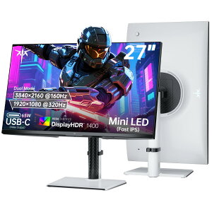 �Q�[�~���O���j�^�[ 27�C���` 4K 160Hz 1080P 320Hz �~�jLED �f���A�����[�h HDR1400 ����IPS�p�l�� 65W Type-C HDMI 2.1 DP 1.4 �A�_�v�e�B�u���� �������� VESA�Ή�
