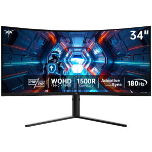 �Q�[�~���O���j�^�[ 34�C���` �E���g�����C�h �Ȗ� �p�� UWQHD 180Hz 1ms 21:9 �f�B�X�v���C PC���j�^�[ �������� �p�x����