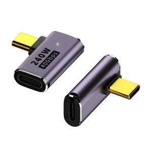 USB-C �ϊ��A�_�v�^ 2�Z�b�g �����R�l�N�^ Type-C �I�X ���X 40Gbps �����f�[�^�]�� 240W �}���[�d 8K 4K �f���o�� �X�g���[�g L�� 90�x ���^ �ϊ��A�_�v�^�[