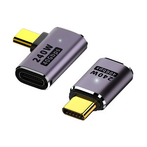 USB-C �ϊ��A�_�v�^ 2�Z�b�g �X�g���[�g L�� 90�x �����f�[�^�]�� 40Gbps �}���[�d PD 240W �f���o�� 8K 4K�Ή� �^�C�vC �����R�l�N�^ ���^ �A�_�v�^�[