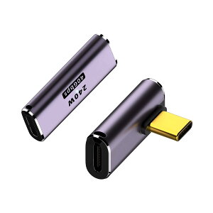 USB-C �ϊ��A�_�v�^ 2�Z�b�g �����R�l�N�^ Type-C �I�X ���X 40Gbps �����f�[�^�]�� PD 240W �}���[�d 8K 4K �f���o�� �X�g���[�g L�� 90�x ���^ �ϊ��A�_�v�^�[