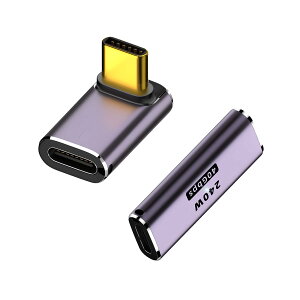 USB-C �ϊ��A�_�v�^ 2�Z�b�g �����R�l�N�^ 40Gbps 240W 5A �����f�[�^�]�� �f���o�� 8K 4K �}���[�d �X�g���[�g L�� 90�x �^�C�vC ���^ �R�l�N�^