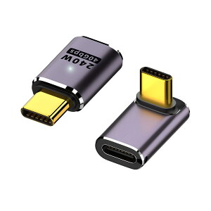 USB-C �ϊ��A�_�v�^ 2�Z�b�g �X�g���[�g L�� 90�x �����]�� �f�[�^�]�� �f���o�� �}���[�d 240W 40Gbps 8K 4K �Ή� �^�C�vC �����R�l�N�^ ���^ �ϊ��A�_�v�^�[