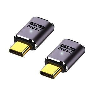 USB-C �ϊ��A�_�v�^ 2�Z�b�g �^�C�vC �����R�l�N�^ 40Gbps 240W PD�Ή� �����f�[�^�]�� �f���o�� 8K 4K�Ή� �X�g���[�g L���^ 90�x ���^ �ϊ��A�_�v�^�[