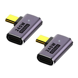 USB-C �ϊ��A�_�v�^ 2�Z�b�g �X�g���[�g L�� 90�x �����f�[�^�]�� 40Gbps �}���[�d PD 240W 5A �f���o�� 8K 4K ���𑜓x �����R�l�N�^ �^�C�vC ���^ �ϊ��A�_�v�^�[