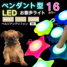 【最大40%OFFクーポン配布中】 LEDお散歩ライト ペット用 首輪用チャーム USB充電式 防滴 耐衝撃 光るリードアクセサリー 夜間安全 犬 猫 小型犬 中型犬 大型犬対応 取り付け簡単 迷子防止ライト ベルジアングリフォン犬 ベルギーグリ