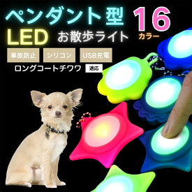 【最大40%OFFクーポン配布中】 LEDお散歩ライト ペット用 首輪用チャーム USB充電式 防滴 耐衝撃 光るリードアクセサリー 夜間安全 犬 猫 小型犬 中型犬 大型犬対応 取り付け簡単 迷子防止ライト ロングコートチワワ犬 ロンチワ
