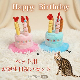 【最大40%OFFクーポン配布中】 犬 猫 誕生日 バースデー 帽子 ハット ケーキデザイン ペット用 かぶりもの パーティー 仮装 コスプレ インスタ映え おしゃれ 小型犬 中型犬 猫用 オールシーズン ペット服 トイガー Toyger