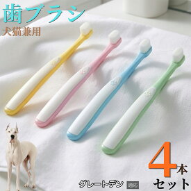 【最大40%OFFクーポン配布中】 グレート・デーン（Great Dane） 【4本セット】 ペット 歯ブラシ 猫 犬 歯ブラシ 柔らかい 超極細毛 10000本 歯垢除去 歯周病予防 口臭対策 小型犬 中型犬 デンタルケア 痛くない 歯ぐきに優しい
