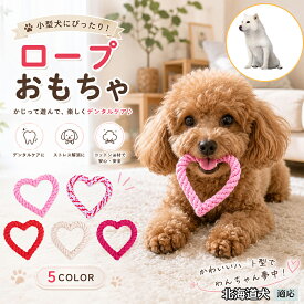 【最大40%OFFクーポン配布中】 北海道犬（Hokkaido Inu） 犬 おもちゃ ロープ ハート型 単品 5個セット 玩具 噛む 子犬 小型犬 中型犬 丈夫 歯磨き ストレス解消 水洗いOK デンタル ケア パピー 換毛期 対策 ローズ