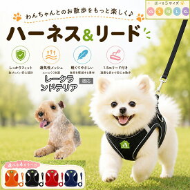 【最大40%OFFクーポン配布中】 レークランドテリア 犬 ハーネス リードセット 抜けにくい 小型犬 中型犬 子犬 猫 胴輪 反射 メッシュ 簡単装着 負担が少ない 引っ張り癖 気管虚脱 予防 散歩デビュー XS S M L XL