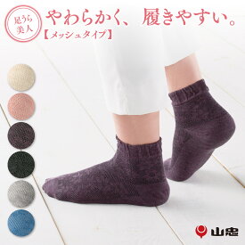 【送料無料】足うら美人（メッシュタイプ）22-24cm　新潟県自社工場製　asi_mesh_jan【かかとケア 靴下 かかと ケア 角質 保湿 がさがさ つるつる うるおい メッシュ プレゼント 母の日 日本製 山忠】