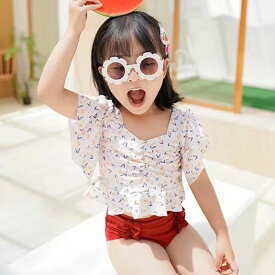 ＼限定★ポイント10倍中／キッズ 韓国 水着 女の子 セットアップ セット セパレート swim swimsuit swimwear kids ジュニア 子供 子供服 子ども こども お洒落 おしゃれ 可愛い かわいい チェック ギンガムチェック 水玉 ドット dot リボン フリル 体型カバー タンキニ ビ