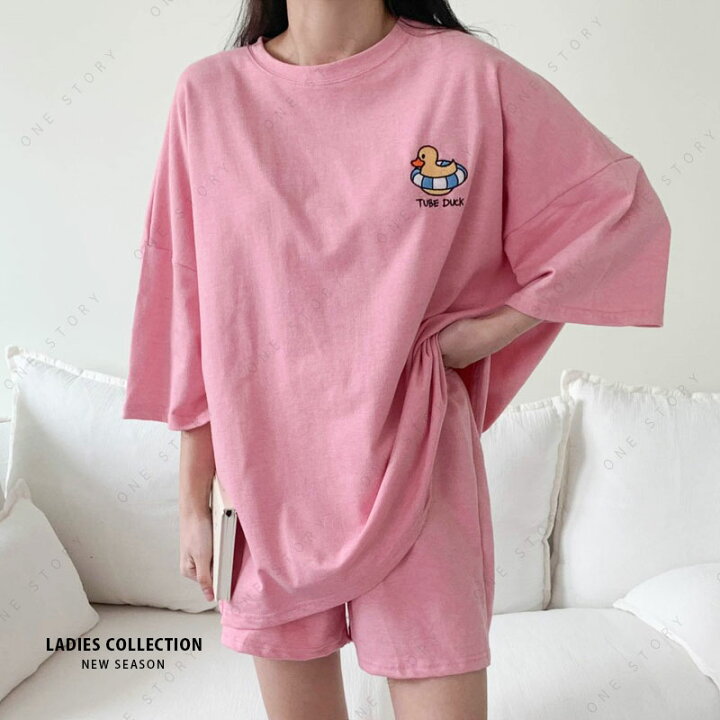 格安店 パジャマ 部屋着 お泊り 可愛い ピンク ルームウェア 韓国 XL