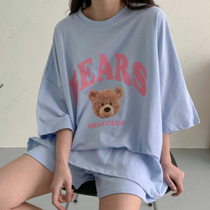 ルームウェア 上下セット 韓国 レディース セットアップ 熊 くま クマ セット 可愛い スウェット パジャマ 半袖 トップス 短パン ショートパンツ パンツ 部屋着 ルームウエア 上下 綿 薄手 トラベル 大きいサイズ おしゃれ 女の子 外出 かわいい 秋 冬 春 夏 可愛いクマさん 半袖 ワンピース ルームウェア パジャマ 熊