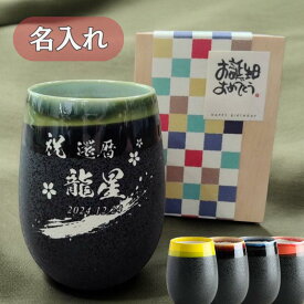 【還暦祝いなどの長寿祝いにおすすめ】 雫 美濃焼 フリーカップ 480ml 丸型 名入れ おしゃれ 焼酎グラス お湯割り お酒 グラス 名前入り 焼酎 タンブラー 電子レンジ対応 湯呑 名入りタンブラー 焼酎コップ プレゼント 上司 誕生日 還暦祝い 赤 名入り ギフト