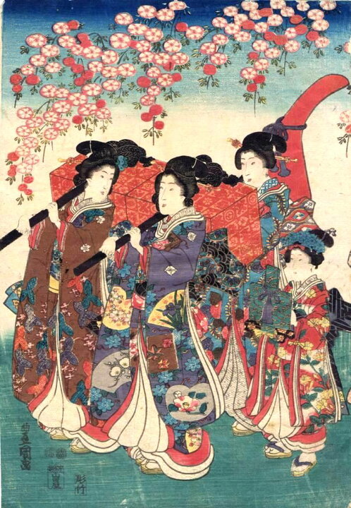 楽天市場 歌川豊国 美女揃花の行列 木版 浮世絵 小野画廊