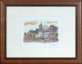 藤森悠二　「パリ風景」　リトグラフ