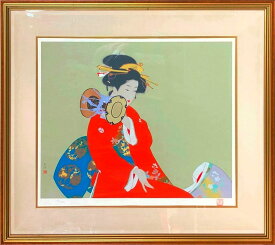 上村松園　「鼓の音」　シルクスクリーン