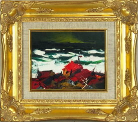 葛西四雄　「北の漁村」　油彩0号