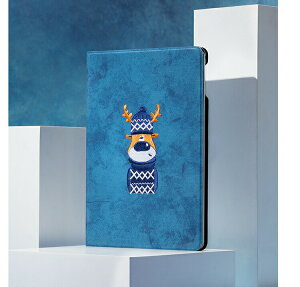 ipadpro11pro10.5Air3ケースキャラクタートナカイ刺繍デニム調ipad710.2ipad6ipad5Air2air1ipadmini5mini4mini3mini2mini1アイパッドカバースリープ鹿動物手帳型19341980201317011709212321532152第7世代第6世代即日発送【ipad906】