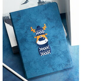 ipadpro11pro10.5Air3ケースキャラクタートナカイ刺繍デニム調ipad710.2ipad6ipad5Air2air1ipadmini5mini4mini3mini2mini1アイパッドカバースリープ鹿動物手帳型19341980201317011709212321532152第7世代第6世代即日発送【ipad906】