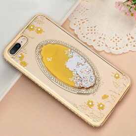 iphone ケース スノードーム お花 ラインストーン TPU iPhone8 iPhoneSE 第2世代 se2 iphone7 iphone8plus iphone7plus iphone6 iphone6s iphone6plus ピンク 赤 ゴールド 黒 スマホ オシャレ スタンド 耐衝撃 【iphone7061】