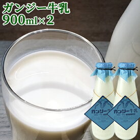 大分県産 生乳100％ 希少なガンジー牛乳 900ml×2本セット 高乳脂肪分のゴールデンミルク(冷蔵) ホモゲナイズ 久住高原 ガンジー牧場【送料込】