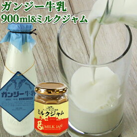 大分県産 生乳100％ 希少なガンジー牛乳 900ml＆濃厚 手作りミルクジャム 140g セット 高乳脂肪分のゴールデンミルク(冷蔵) ホモゲナイズ 久住高原 ガンジー牧場【送料込】