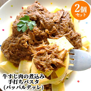 【2食分】生パスタ専門店のパッパルデッレ 国産の牛スネ肉使用 牛スジ肉の煮込みパッパルデッレ 約270g×2 タンニンの効いた赤ワインがおすすめ ヴィアデッラキエーザ【送料込】