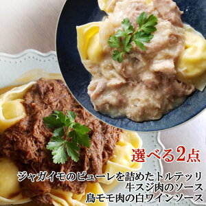 選べる 生パスタ 2点セット ジャガイモのピューレを詰めたトルテッリ 牛スジ肉のソース 360g&鳥モモ肉の白ワインソース 360g ヴィアデッラキエーザ【送料込】