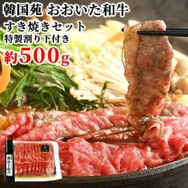 肉質4等級以上 おおいた和牛 すき焼きセット 特製割り下付き (牛肉約500g 割り下300g) 牛肉 鍋 おかず 大分県 韓国苑 【送料込】