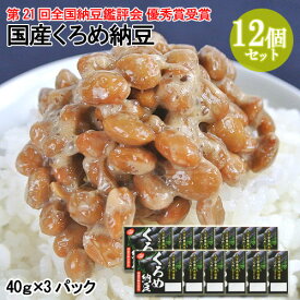 豊後水道産くろめ使用 国産くろめ納豆(40g×3) 12個セット 国産中粒大豆 二豊フーズ 【送料込】